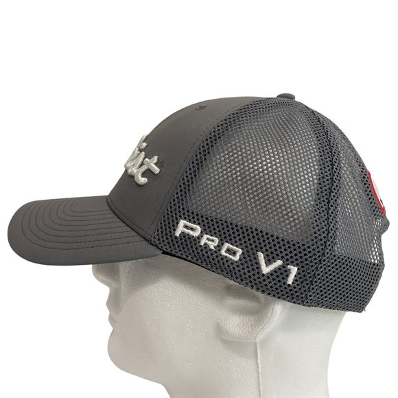 Titleist Footjoy Pro V1 Snapback Hat Gray Mesh Embroidered Golf Dad Cap - Picture 6 of 9